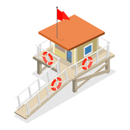 Strand-Rettungsschwimmerhaus  Illustration