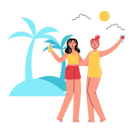 Strandparty  Illustration