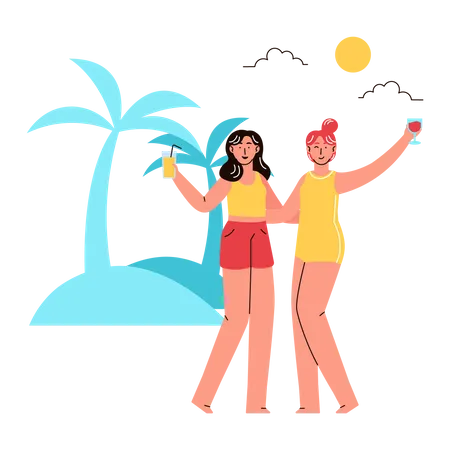 Strandparty  Illustration