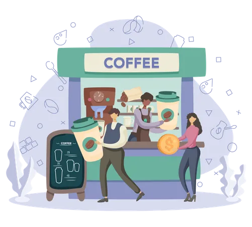 Straßenkaffeestand  Illustration