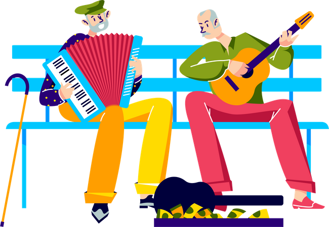 Straßenmusiker spielen Gitarre  Illustration