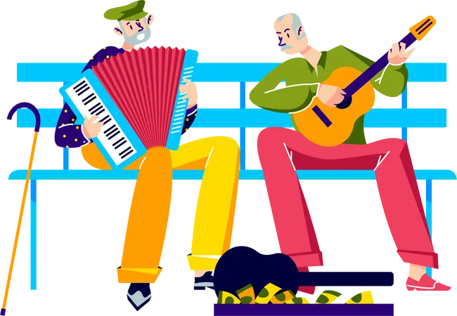 Straßenmusiker spielen Gitarre  Illustration