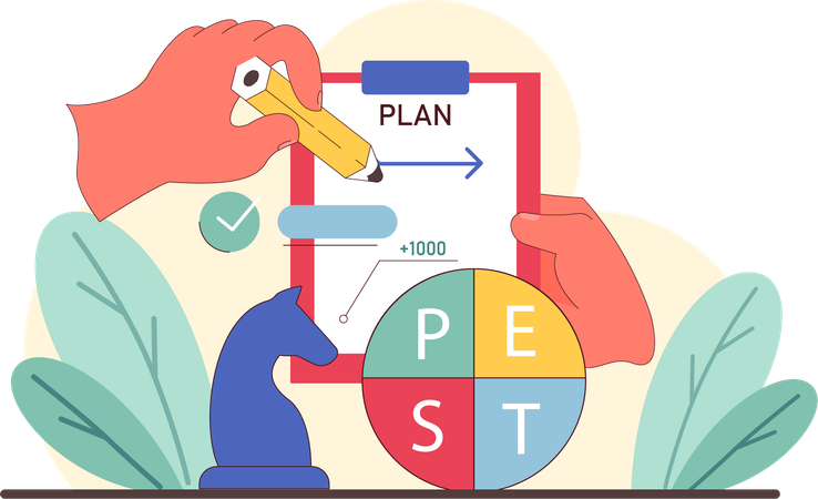 Strategic planning in PEST analysis  일러스트레이션