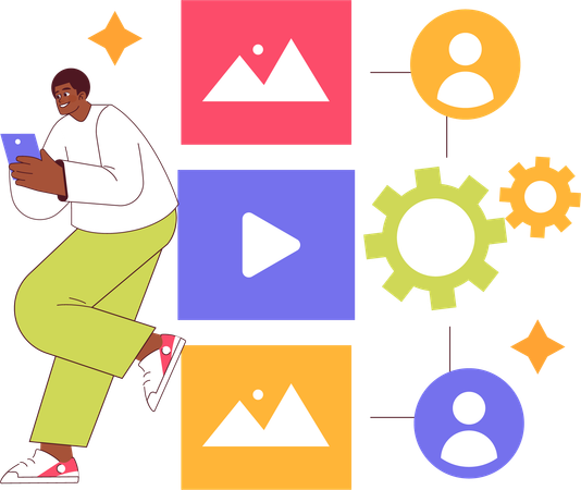 Stratégie marketing à l'allure de garçon  Illustration