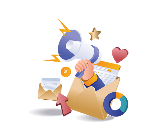 Strategy email marketing campaign technology  Illustration