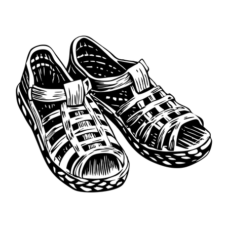 Straw sandals  Illustration