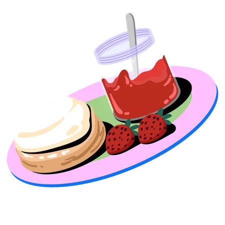 Dive Into The Sweetness Of This Strawberry Jam Toast Garnished With Fresh Strawberries Ideal For A Delightful Breakfast Or Brunch Illustration