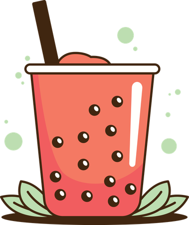 Strawberry bubble tea  Illustration