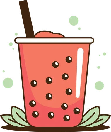 Strawberry bubble tea  Illustration