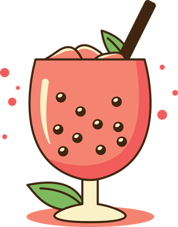 Strawberry bubble tea  Illustration