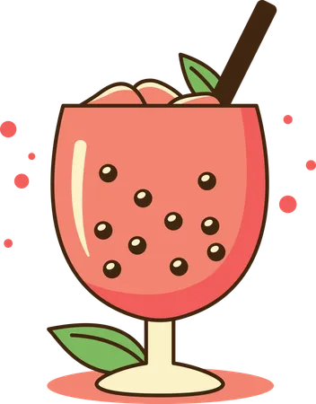 Strawberry bubble tea  Illustration