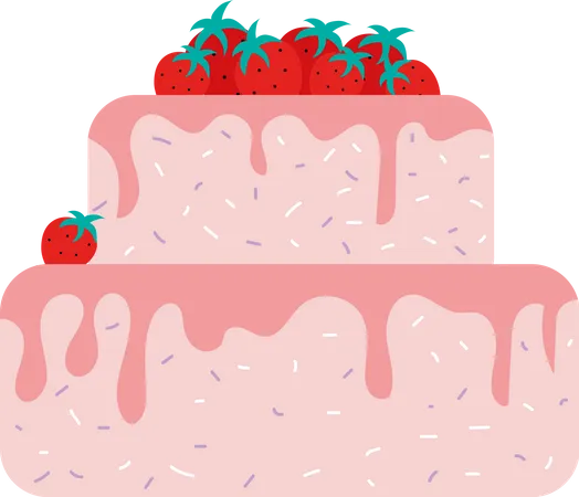 Best Premium Strawberry cake Illustration download in PNG & Vector format