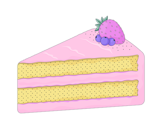 ブルーベリー入りストロベリーケーキ  イラスト