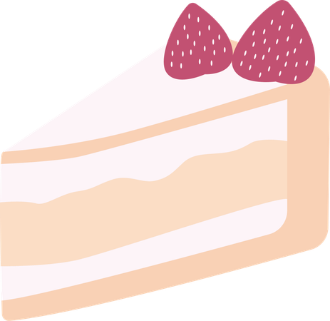 Strawberry Cake with Cream Topping  Illustration