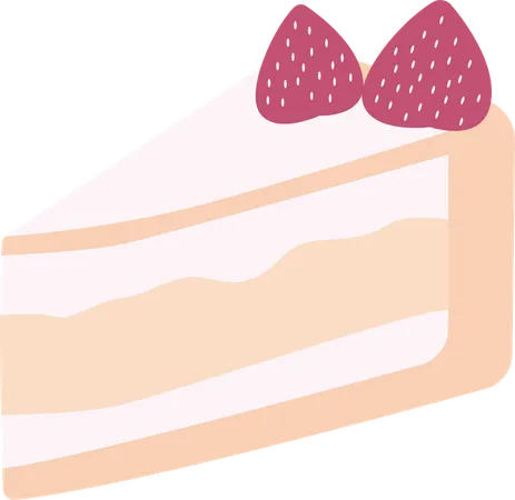 Strawberry Cake with Cream Topping  Illustration