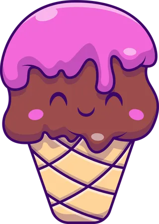 Strawberry Chocolate Ice Cream  Illustration