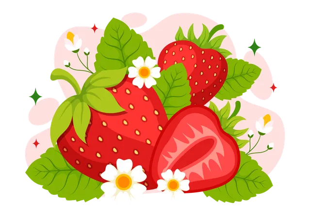 National Strawberry Day Vector Illustration On February 27 To Celebrate The Sweet Little Red Fruit In Flat Cartoon Background Design Illustration
