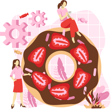 Strawberry Donut Illustration