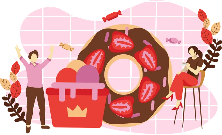 Strawberry Donut Illustration