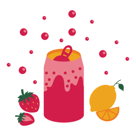 Strawberry lemon soda  Illustration