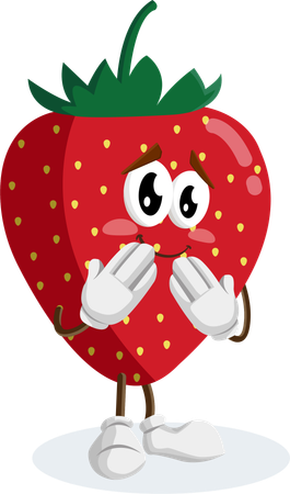 Strawberry Logo mascot ashamed pose  Illustration