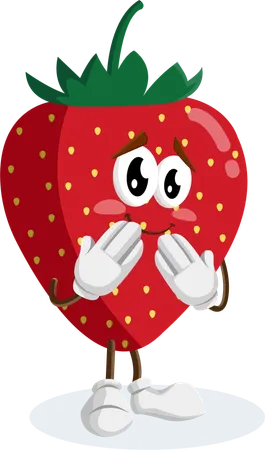Strawberry Logo mascot ashamed pose  Illustration