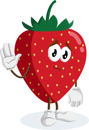 ストロベリーロゴマスコットの別れのポーズ  イラスト