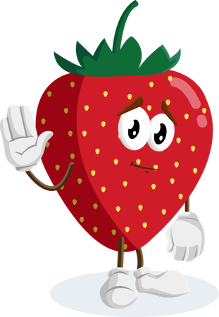 Strawberry Logo mascot goodbye pose  Illustration