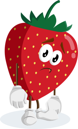 イチゴのロゴマスコットの悲しいポーズ  イラスト