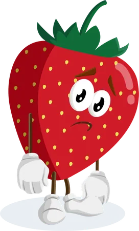 Strawberry Logo mascot sad pose  Illustration