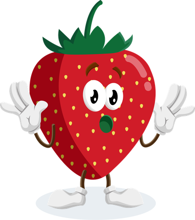 ストロベリーロゴマスコットのサプライズポーズ  イラスト