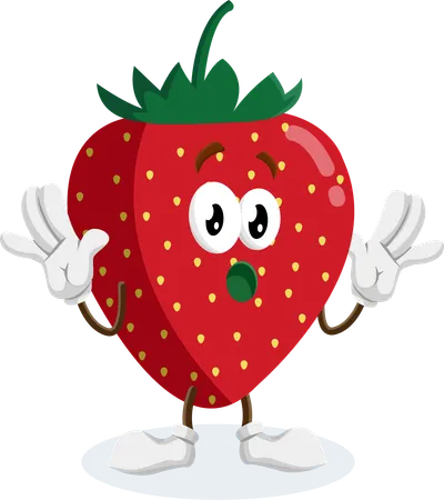 ストロベリーロゴマスコットのサプライズポーズ  イラスト