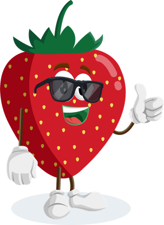 イチゴのロゴマスコットの親指ポーズ  イラスト