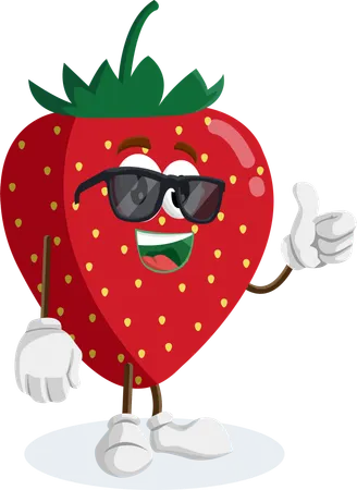 イチゴのロゴマスコットの親指ポーズ  イラスト