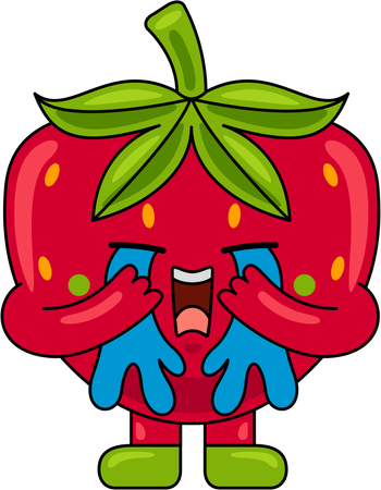 Strawberry Mascot crying  Illustration