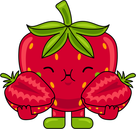 Strawberry Mascot eating Strawberry  Illustration