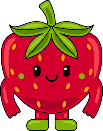 Strawberry Mascot  Illustration