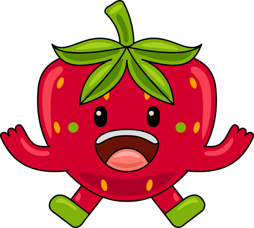 Strawberry Mascot jumping  Illustration