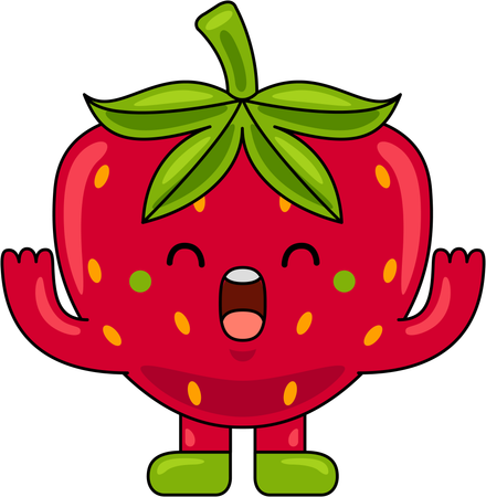 Strawberry Mascot laughing  Illustration