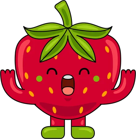 Strawberry Mascot laughing  Illustration