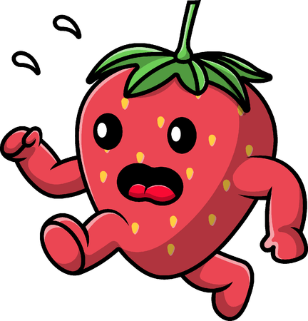 Strawberry Mascot Running  イラスト