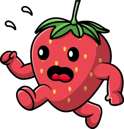 Strawberry Mascot Running  Illustration