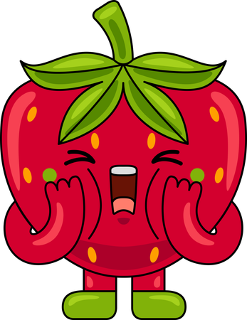 Strawberry Mascot shouting  Illustration