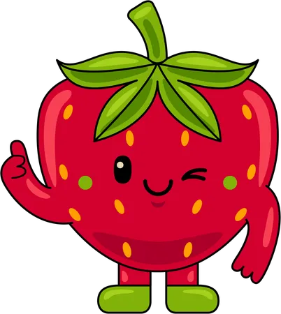 Strawberry Mascot showing thumbs up  Illustration