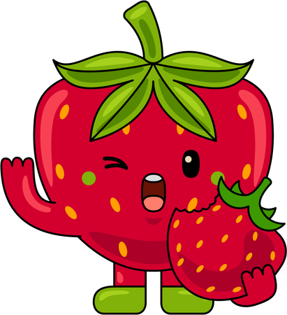 Strawberry Mascot with Strawberry  Illustration