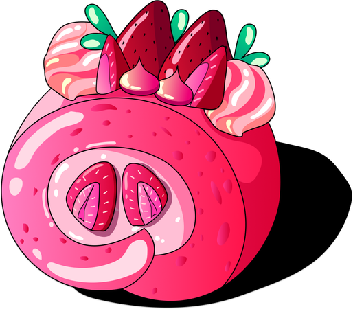 Strawberry Mousse Cake  Illustration
