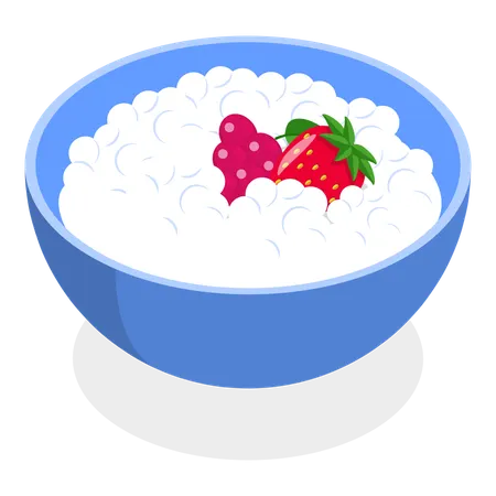 Strawberry pudding in bowl  Illustration
