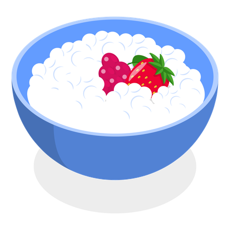 Strawberry pudding in bowl  Illustration