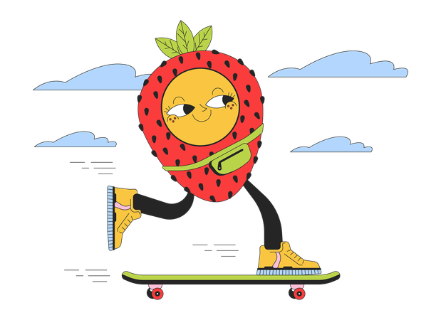 Strawberry skateboard  Illustration