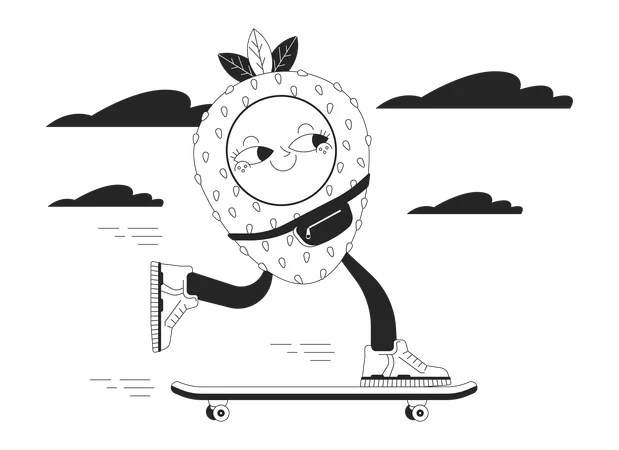 Strawberry skateboard  イラスト